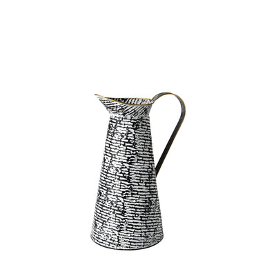 Petite Black and White Textured Jug Vase