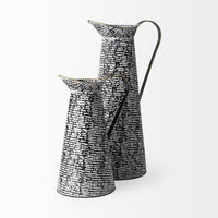 Petite Black and White Textured Jug Vase