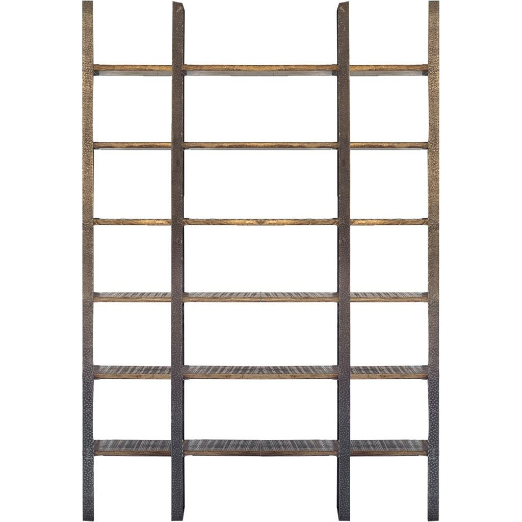 Brown Wood And Iron Six Shelf Standing Unit