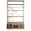 Gray Metal Shelving Unit with Light Brown Storage