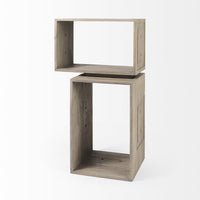 Set of Two Rustic Light Gray Brown Cube Box Shelves