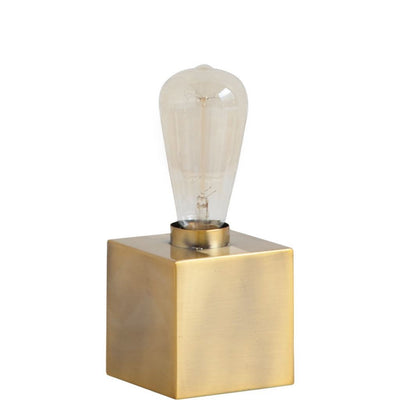 Gold Square Exposed Bulb Table Or Desk Lamp