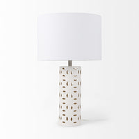 Pierced White Ceramic Base Table Lamp