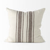 off white Pillow Cover with Brown Stripes