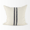 22" Beige and Central Blue Stripes Square Accent Pillow Cover