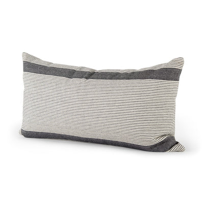 Cream and Gray Striped Lumbar Accent Pillow Cover