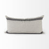 Cream and Gray Striped Lumbar Accent Pillow Cover