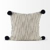 Beige and Midnight Pom Pom Square Accent Pillow Cover