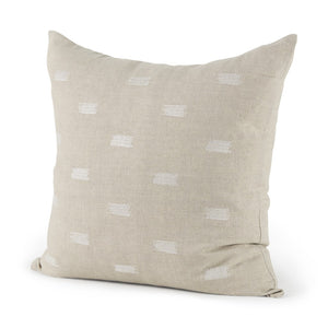 Canvas Beige and White Square Accent Pillow Cover