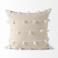 Clouds on Cream Canvas Square Pillow Cover