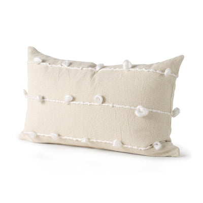 Clouds on Cream Canvas Lumbar Pillow Cover