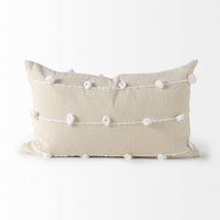 Clouds on Cream Canvas Lumbar Pillow Cover