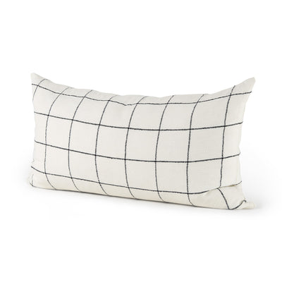 White and Black Grid Lumbar Accent Pillow Cover