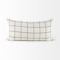 White and Black Grid Lumbar Accent Pillow Cover