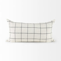 White and Black Grid Lumbar Accent Pillow Cover