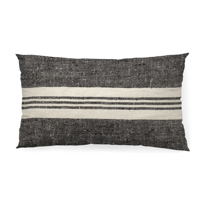 Black and White Striped Lumbar Accent Pillow Cover