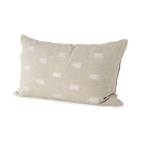 Canvas Beige and White Lumbar Accent Pillow Cover