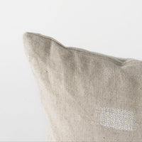 Canvas Beige and White Lumbar Accent Pillow Cover
