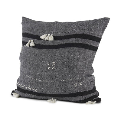 Dark Gray Detailed Throw Pillow Cover