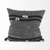 Dark Gray Detailed Throw Pillow Cover