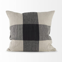 Beige and Black Plaid Pattern Throw Pillow Cover