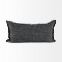Dark Gray Fringed Lumbar Throw Pillow Cover
