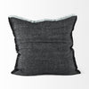 Dark Gray Fringed Throw Pillow Cover