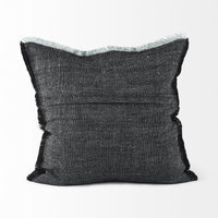 Dark Gray Fringed Throw Pillow Cover