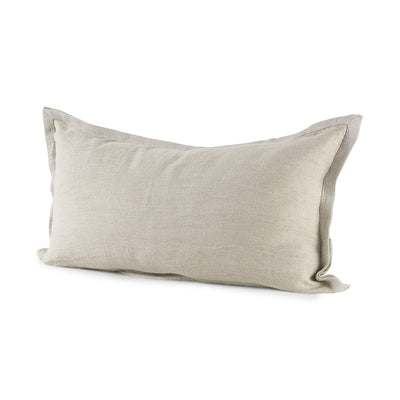 Cream Bordered Lumbar Pillow Cover