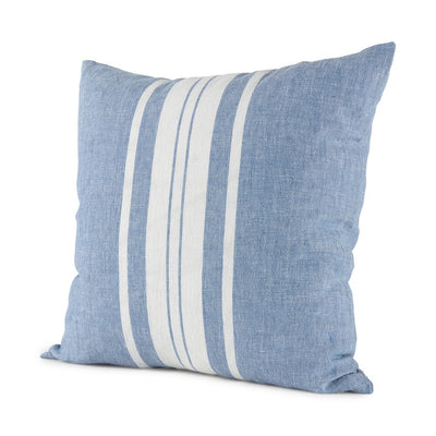 Blue and Cream Middle Striped Pillow Cover