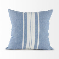 Blue and Cream Middle Striped Pillow Cover