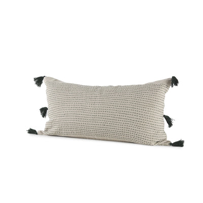 Beige and Black Dotted Lumbar Pillow Cover