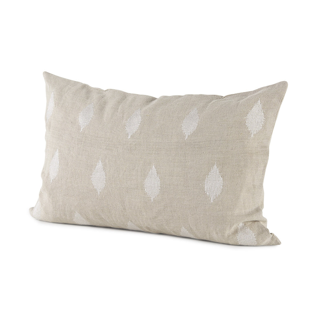 Beige and White Patterned Lumbar Pillow Cover