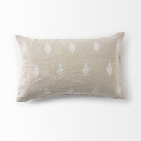 Beige and White Patterned Lumbar Pillow Cover