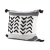 White and Gray Fringed Pillow Cover