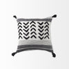 White and Gray Fringed Pillow Cover