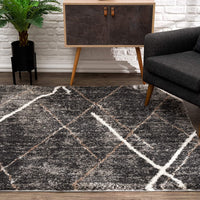 4’ x 6’ Gray Modern Distressed Lines Area Rug