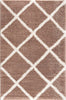 4’ x 6’ Beige and White Modern Lattice Area Rug