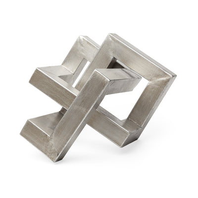 Silver Metal Link Abstract Sculpture