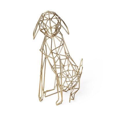 Gold Wire Sitting Dog Shaped Decor Piece