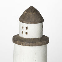 White Petite Rustic Wooden Lighthouse