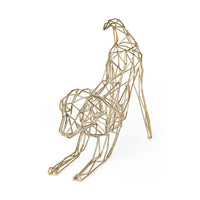 Gold Wire Stretching Dog Shaped Decor Piece