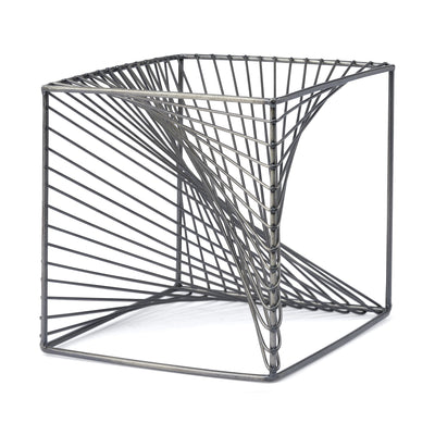 Contemporary Gray Metal Cubed Décor Piece