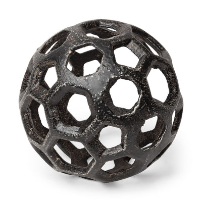 Black Metal Hollow Orb Sculpture