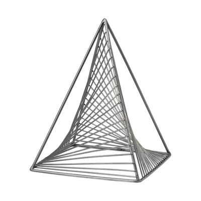 Contemporary Gray Metal Triangular Décor Piece