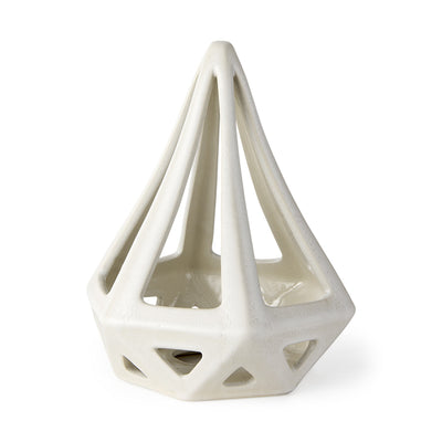 White Crackle Glaze Ceramic Conical Sculpture