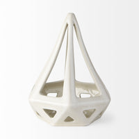 White Crackle Glaze Ceramic Conical Sculpture