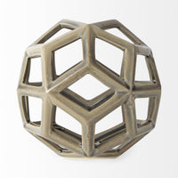 Khaki Crackle Glaze Ceramic Geometric Sculpture
