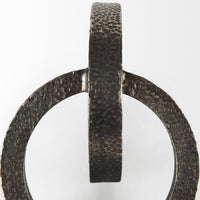 Two Ring Gray Hammered Metal Sculpture