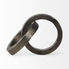 Two Ring Gray Hammered Metal Sculpture